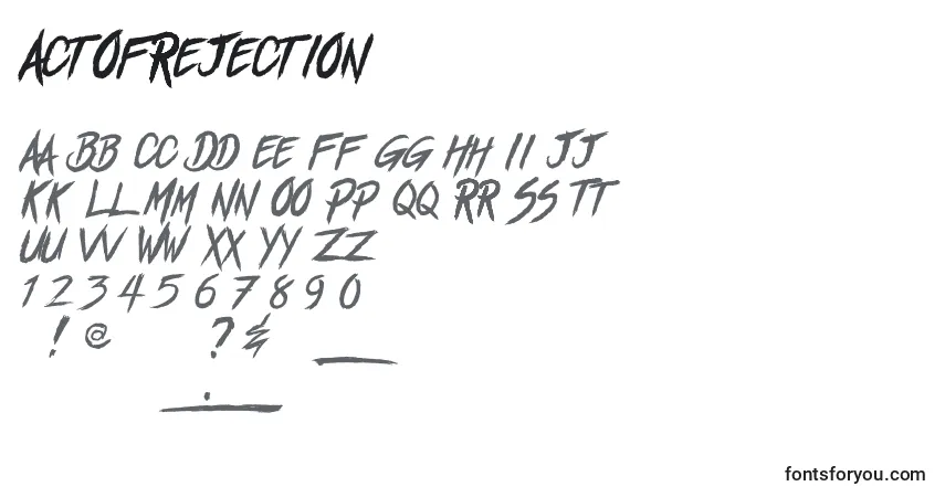 Fuente ActOfRejection - alfabeto, números, caracteres especiales