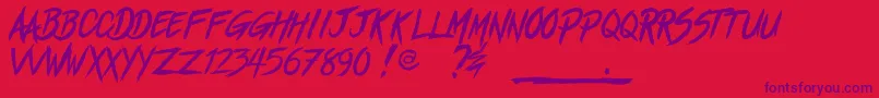 ActOfRejection-Schriftart – Violette Schriften auf rotem Hintergrund