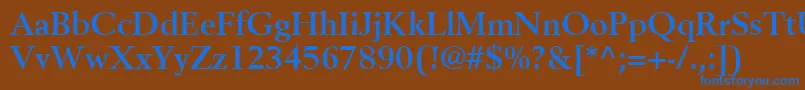 BerlingLtBold-Schriftart – Blaue Schriften auf braunem Hintergrund