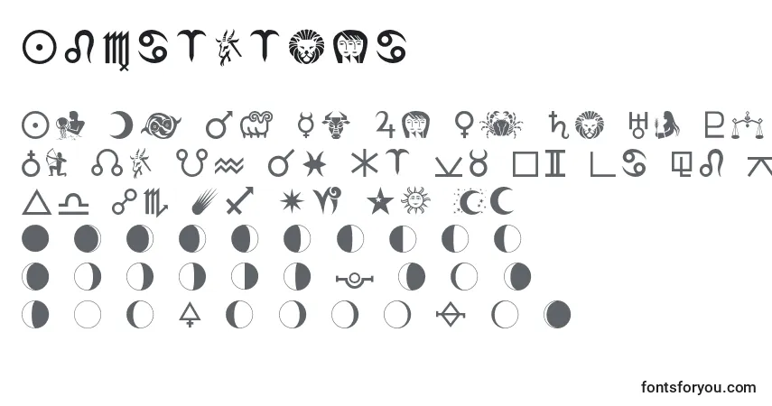 Schriftart Astrologer – Alphabet, Zahlen, spezielle Symbole