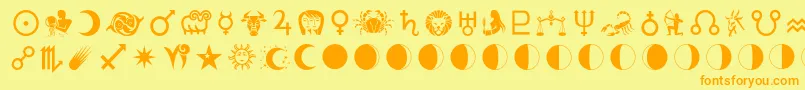 Astrologer-fontti – oranssit fontit keltaisella taustalla