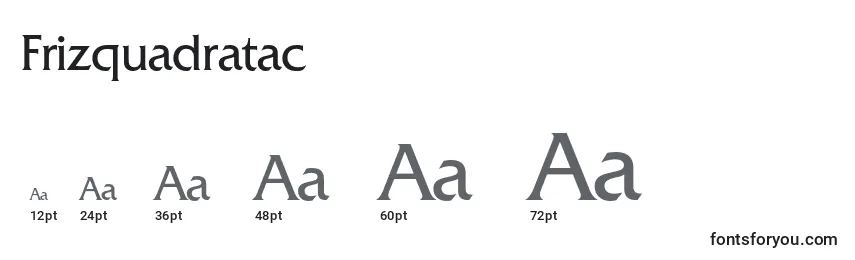 Размеры шрифта Frizquadratac