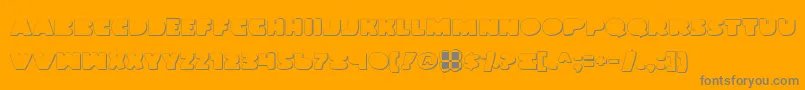 Landwo-Schriftart – Graue Schriften auf orangefarbenem Hintergrund