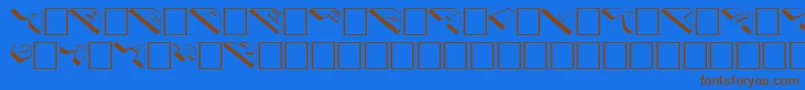 フォントCosmoscaps – 茶色の文字が青い背景にあります。