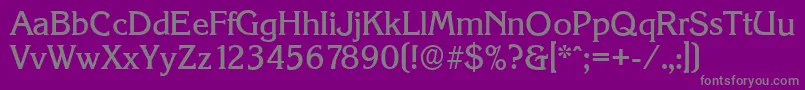 KorinthserialMediumRegular-Schriftart – Graue Schriften auf violettem Hintergrund