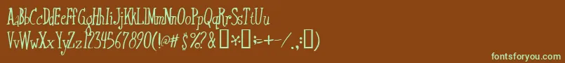 Xtraflexidisc-fontti – vihreät fontit ruskealla taustalla