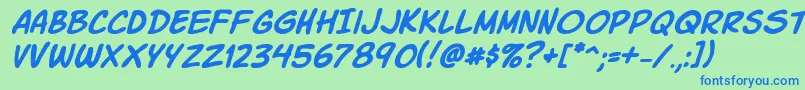 Шрифт Komikski – синие шрифты на зелёном фоне
