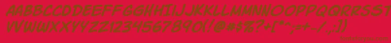 Fonte Komikski – fontes marrons em um fundo vermelho