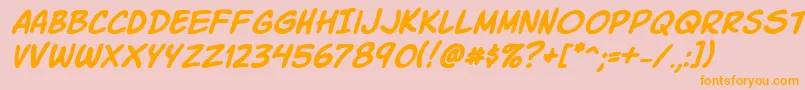 フォントKomikski – オレンジの文字がピンクの背景にあります。