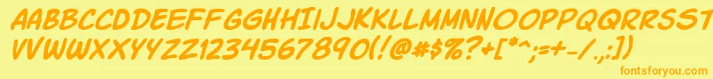 Komikski Font – Orange Fonts on Yellow Background