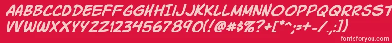Komikski-Schriftart – Rosa Schriften auf rotem Hintergrund