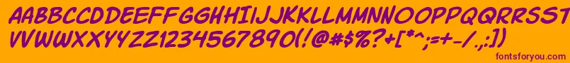 Komikski Font – Purple Fonts on Orange Background