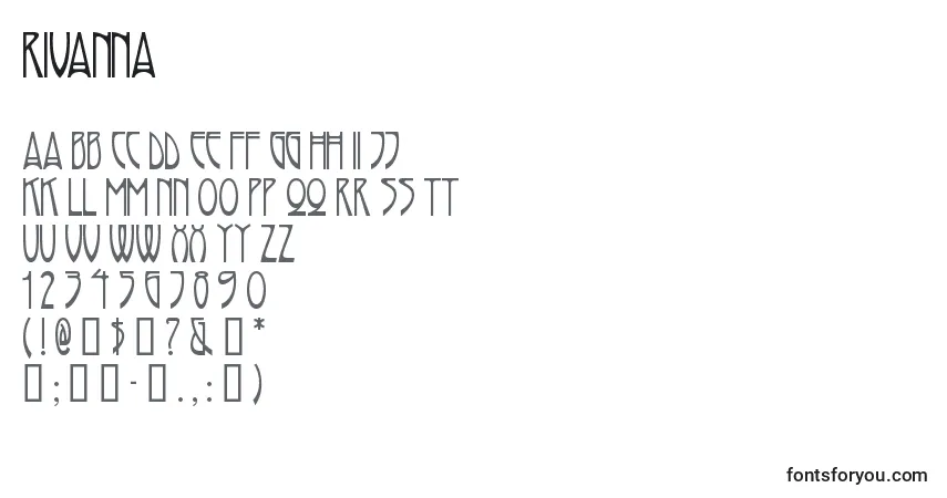 Schriftart Rivanna – Alphabet, Zahlen, spezielle Symbole