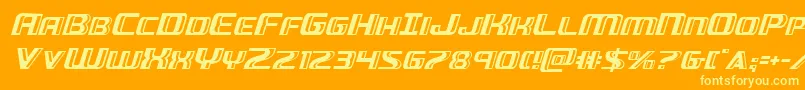 Greasegunital-Schriftart – Gelbe Schriften auf orangefarbenem Hintergrund