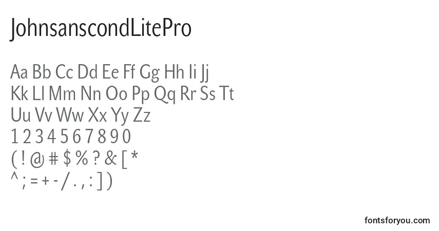 Шрифт JohnsanscondLitePro – алфавит, цифры, специальные символы