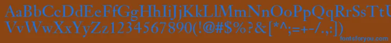 Saiba mais sobre a fonte JansonTextLt55Roman Fonte JansonTextLt55Roman – fontes azuis em um fundo marrom