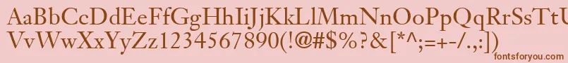 JansonTextLt55Roman-Schriftart – Braune Schriften auf rosa Hintergrund