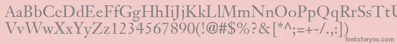 Fonte JansonTextLt55Roman – fontes cinzas em um fundo rosa