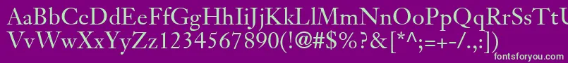 JansonTextLt55Roman Font – Green Fonts on Purple Background