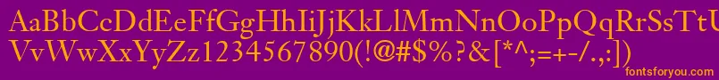 Police JansonTextLt55Roman – polices orange sur fond violet