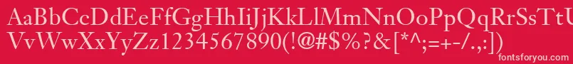 JansonTextLt55Roman Font – Pink Fonts on Red Background