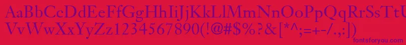 フォントJansonTextLt55Roman – 赤い背景に紫のフォント