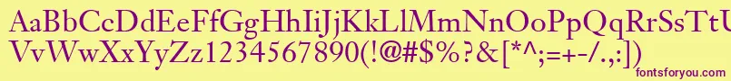 JansonTextLt55Roman Font – Purple Fonts on Yellow Background
