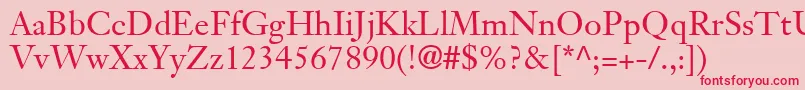 Fonte JansonTextLt55Roman – fontes vermelhas em um fundo rosa