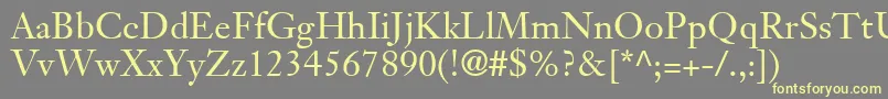 JansonTextLt55Roman-Schriftart – Gelbe Schriften auf grauem Hintergrund