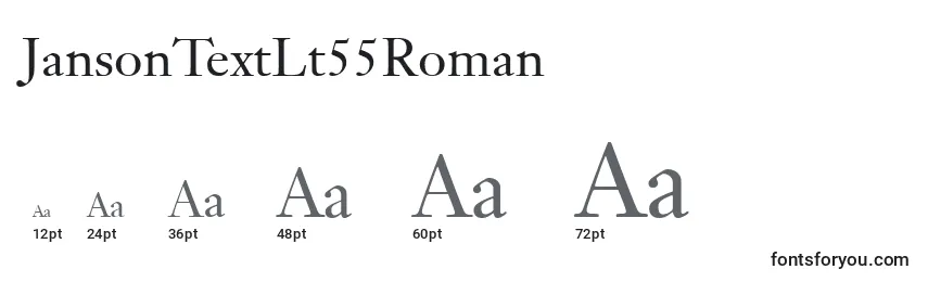 Tamanhos de fonte JansonTextLt55Roman