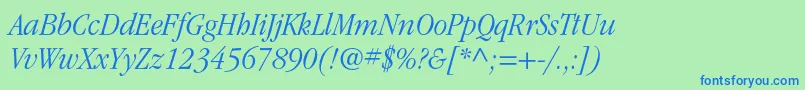 ItcgaramondstdLtnarrowita Font – Blue Fonts on Green Background