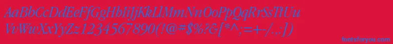 Weitere Informationen zur ItcgaramondstdLtnarrowita-Schriftart ItcgaramondstdLtnarrowita-Schriftart – Blaue Schriften auf rotem Hintergrund