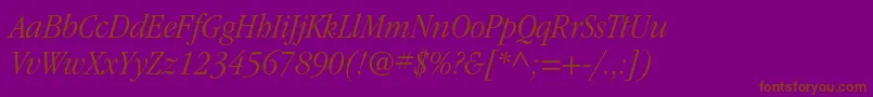 fuente ItcgaramondstdLtnarrowita – Fuentes Marrones Sobre Fondo Morado