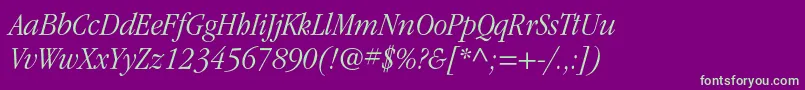 ItcgaramondstdLtnarrowita Font – Green Fonts on Purple Background