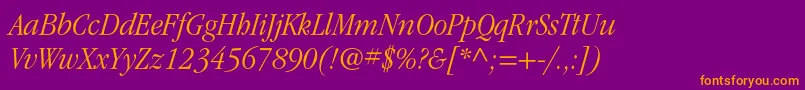 ItcgaramondstdLtnarrowita Font – Orange Fonts on Purple Background