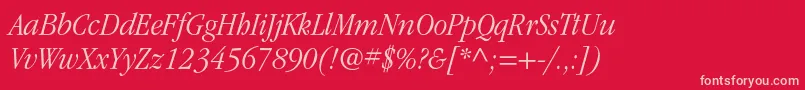 ItcgaramondstdLtnarrowita Font – Pink Fonts on Red Background