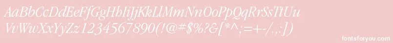 ItcgaramondstdLtnarrowita-Schriftart – Weiße Schriften auf rosa Hintergrund