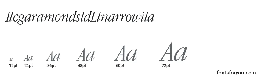 Размеры шрифта ItcgaramondstdLtnarrowita