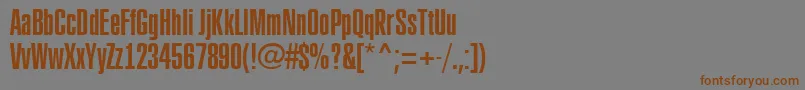 フォントRubric3 – 茶色の文字が灰色の背景にあります。