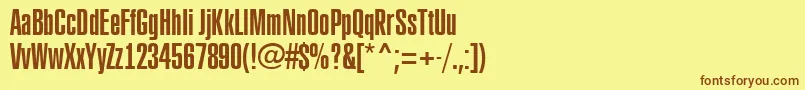 フォントRubric3 – 茶色の文字が黄色の背景にあります。