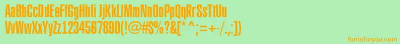 フォントRubric3 – オレンジの文字が緑の背景にあります。