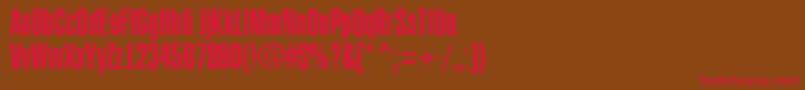 フォントRubric3 – 赤い文字が茶色の背景にあります。