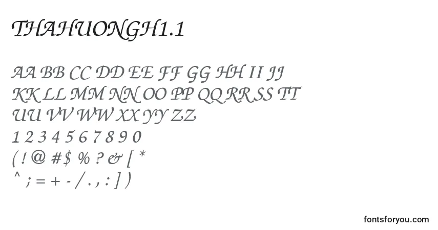 Thahuongh1.1-fontti – aakkoset, numerot, erikoismerkit