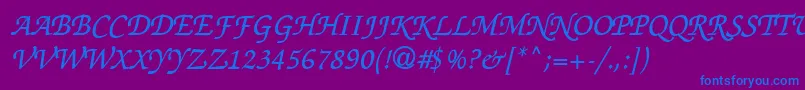 Fonte Thahuongh1.1 – fontes azuis em um fundo violeta