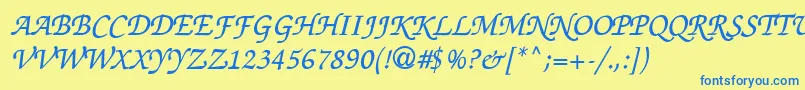 フォントThahuongh1.1 – 青い文字が黄色の背景にあります。