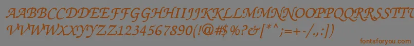 フォントThahuongh1.1 – 茶色の文字が灰色の背景にあります。