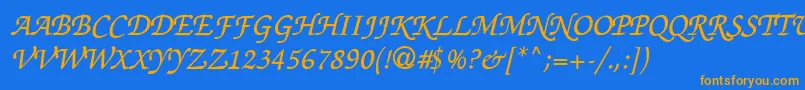 Thahuongh1.1 Font – Orange Fonts on Blue Background