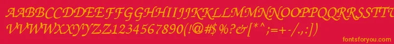 Thahuongh1.1-Schriftart – Orangefarbene Schriften auf rotem Hintergrund