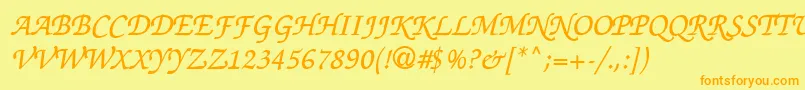 Thahuongh1.1 Font – Orange Fonts on Yellow Background
