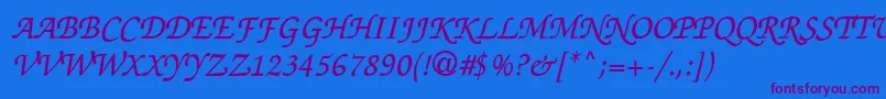 フォントThahuongh1.1 – 紫色のフォント、青い背景